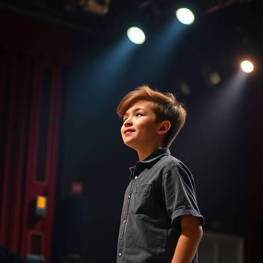 Aluno atuando em uma peäa de teatro